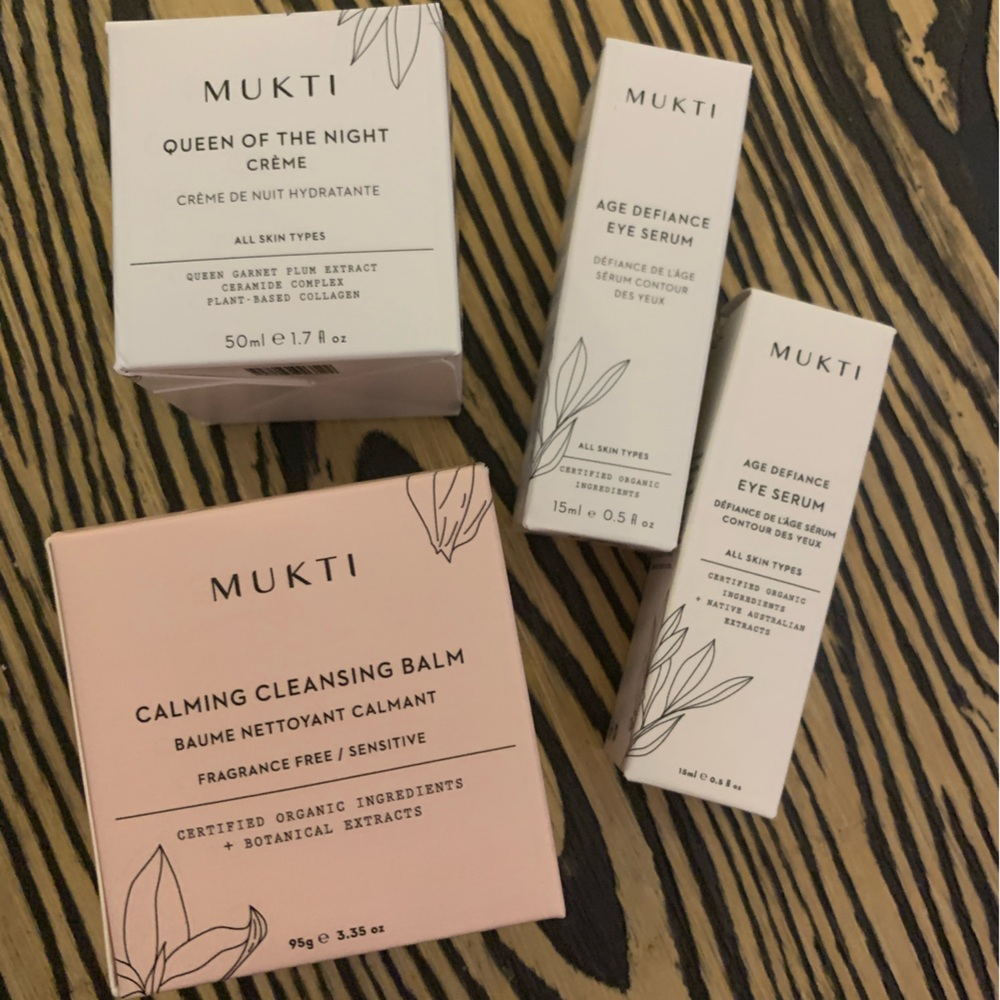Mukti Cleansing Balm, Night Crème & (2) Eye Serums